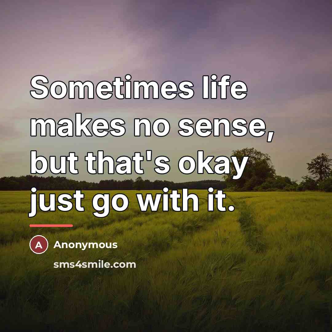 “Sometimes life makes no sense, but that's okay just go…” quote by Anonymous
