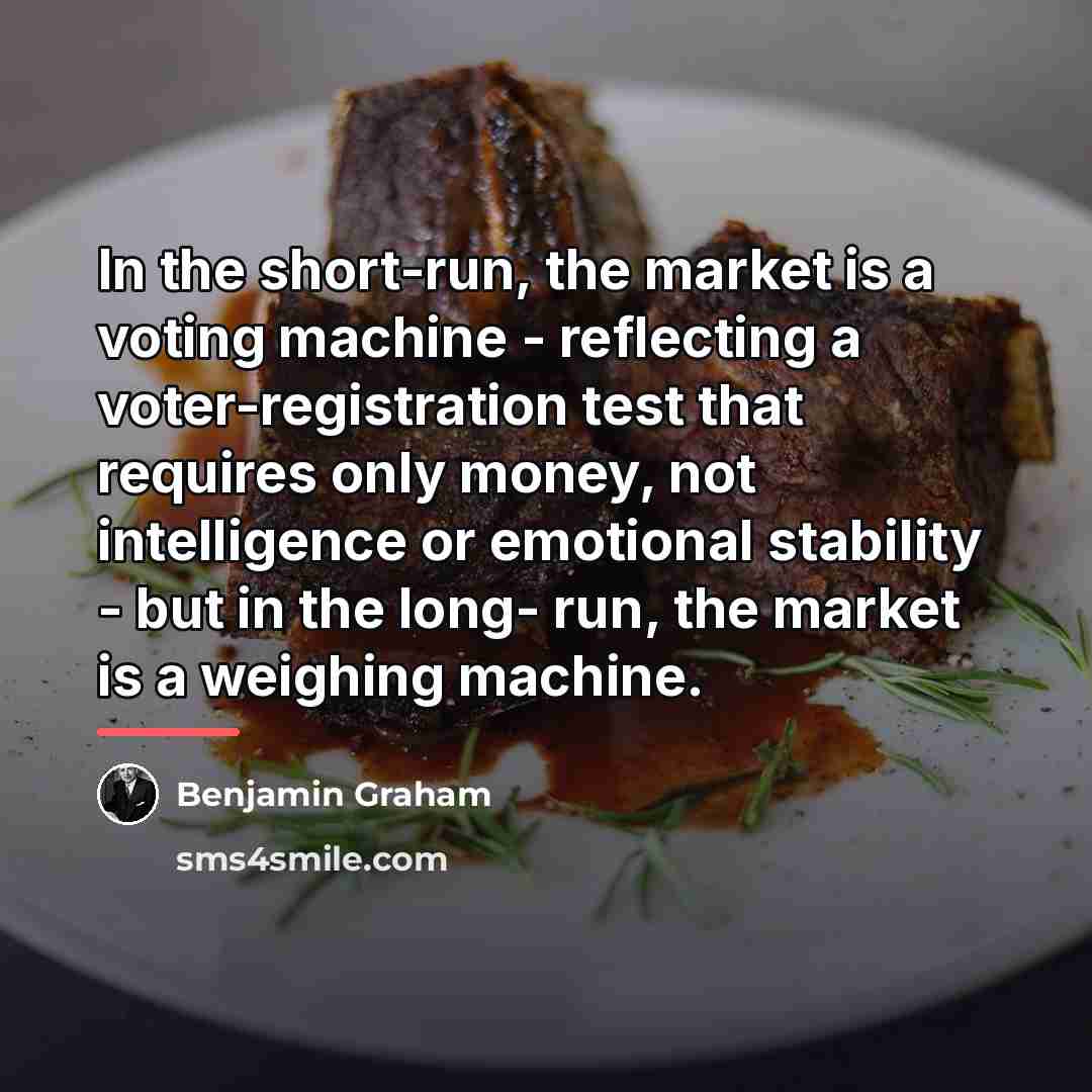 “In the short-run, the market is a voting machine -…” quote by Benjamin Graham