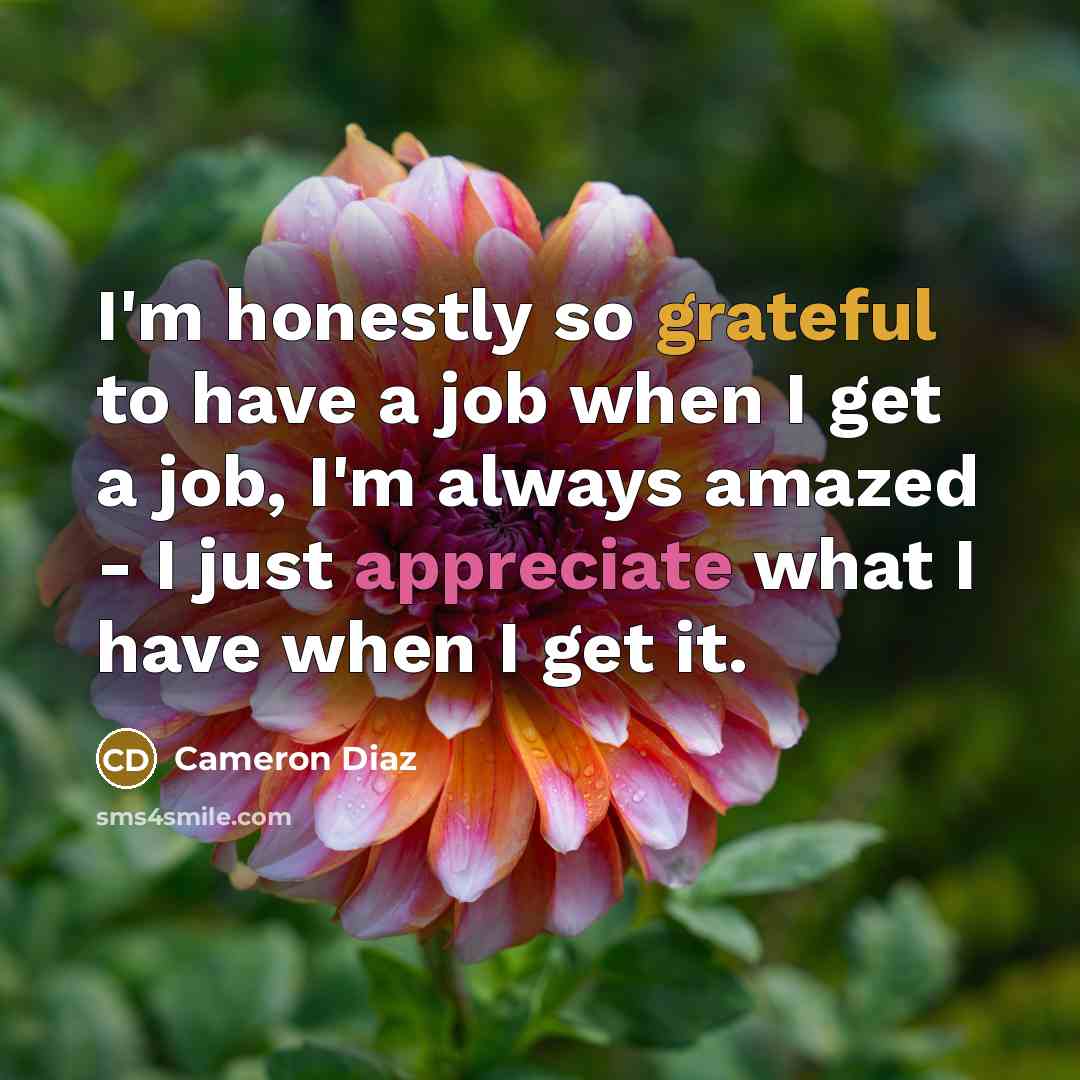 “I'm honestly so grateful to have a job when I…” quote by Cameron Diaz