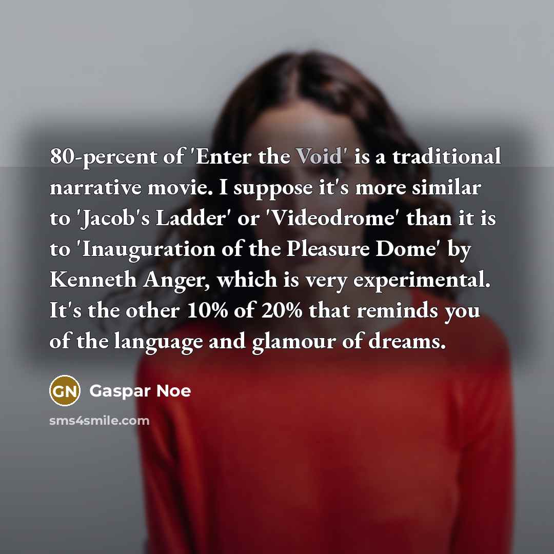 “80-percent of 'Enter the Void' is a traditional narrative movie.…” quote by Gaspar Noe