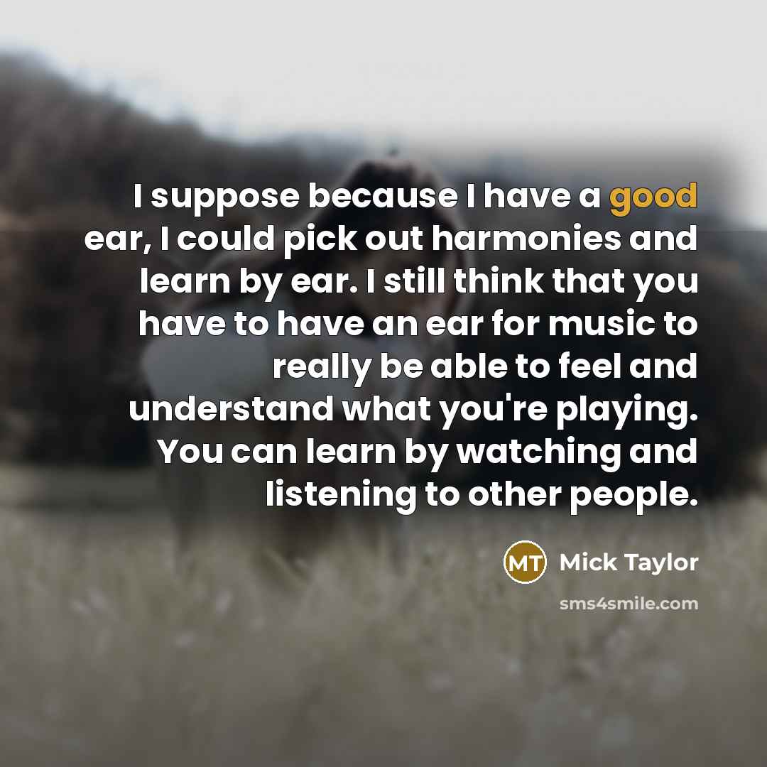 “I suppose because I have a good ear, I could…” quote by Mick Taylor