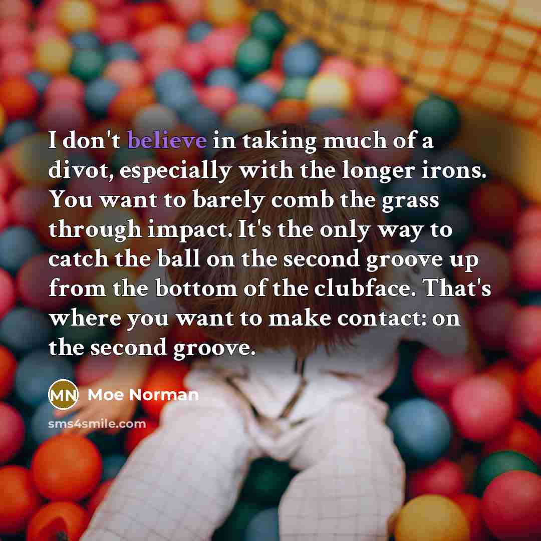 “I don't believe in taking much of a divot, especially…” quote by Moe Norman