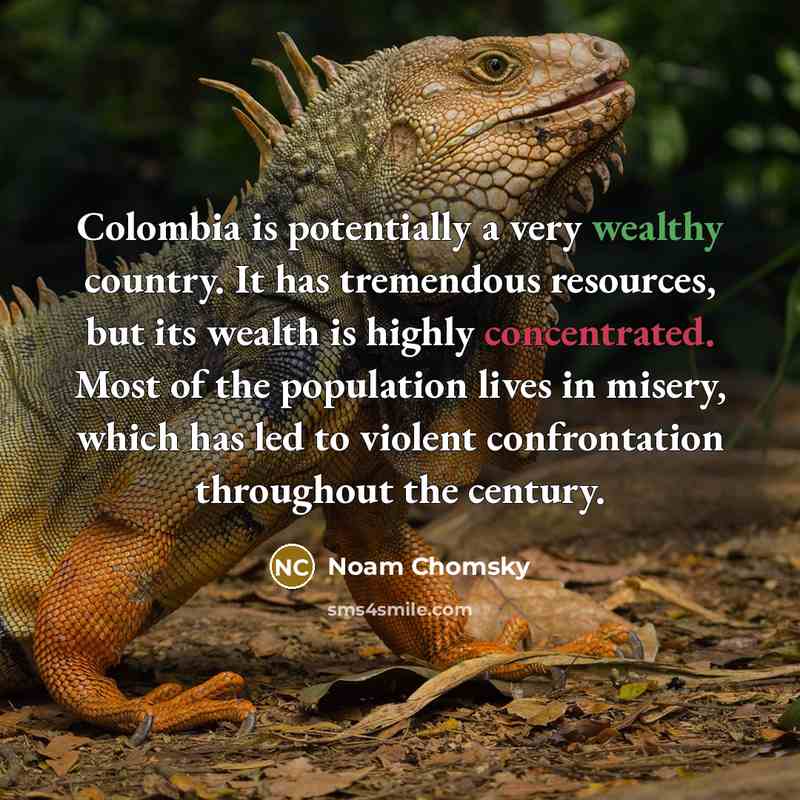 “Colombia is potentially a very wealthy country. It has tremendous…” quote by Noam Chomsky