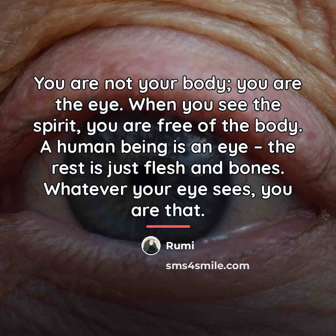 “You are not your body; you are the eye. When…” quote by Rumi