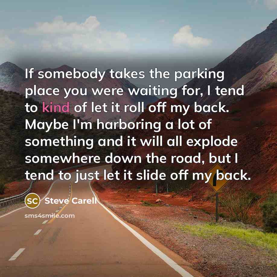 “If somebody takes the parking place you were waiting for,…” quote by Steve Carell