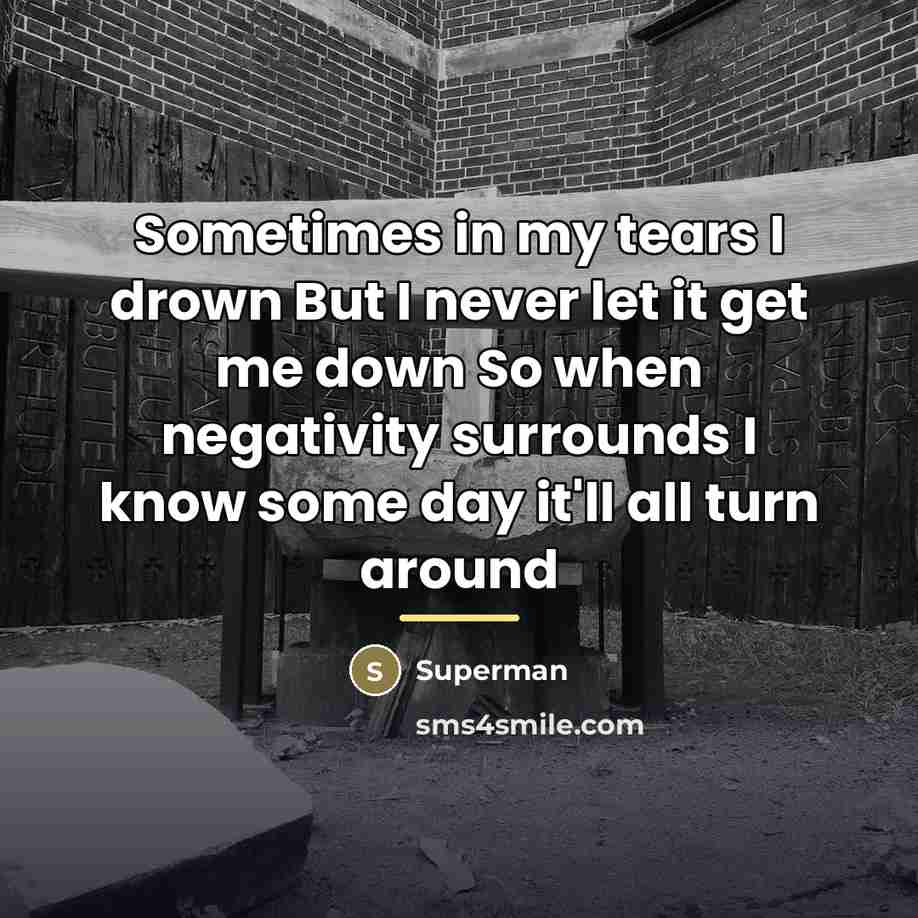 “Sometimes in my tears I drown But I never let…” quote by Superman