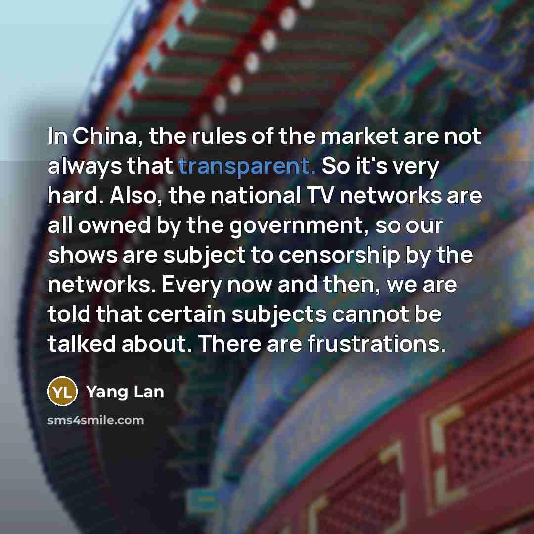 “In China, the rules of the market are not always…” quote by Yang Lan