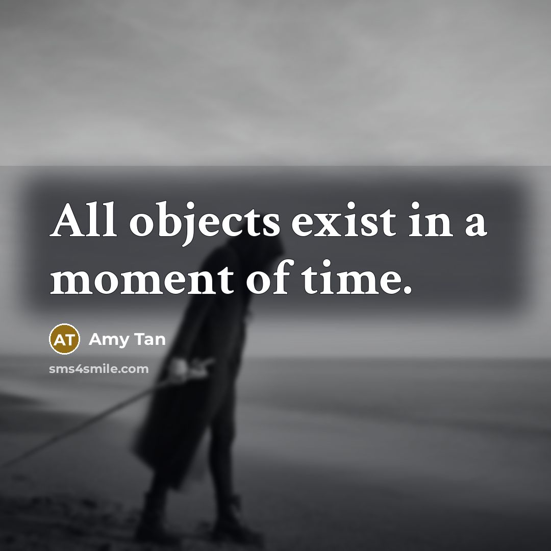 “All objects exist in a moment of time.” quote by Amy Tan
