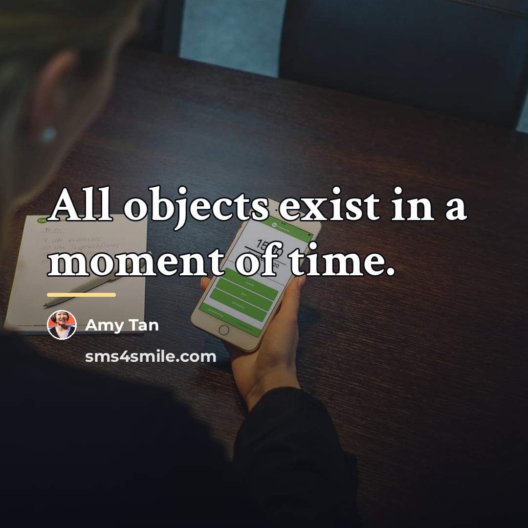 “All objects exist in a moment of time.…” quote by Amy Tan
