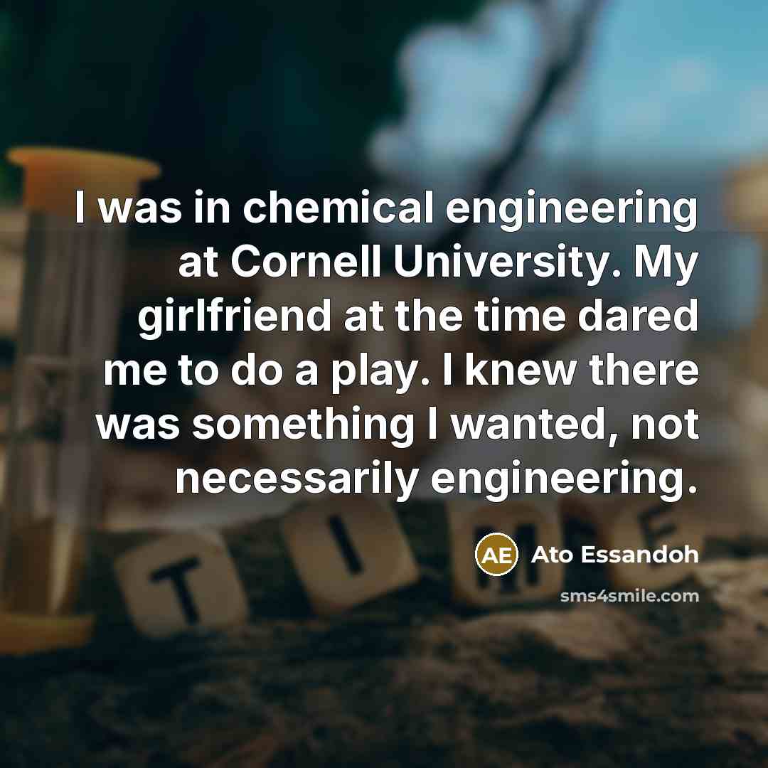 “I was in chemical engineering at Cornell University. My girlfriend…” quote by Ato Essandoh