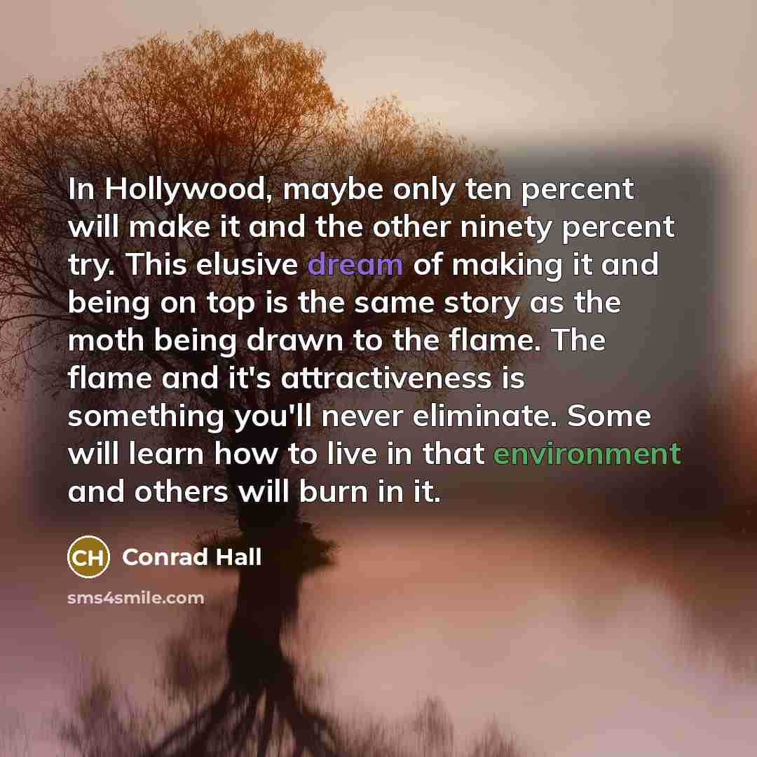 “In Hollywood, maybe only ten percent will make it and…” quote by Conrad Hall