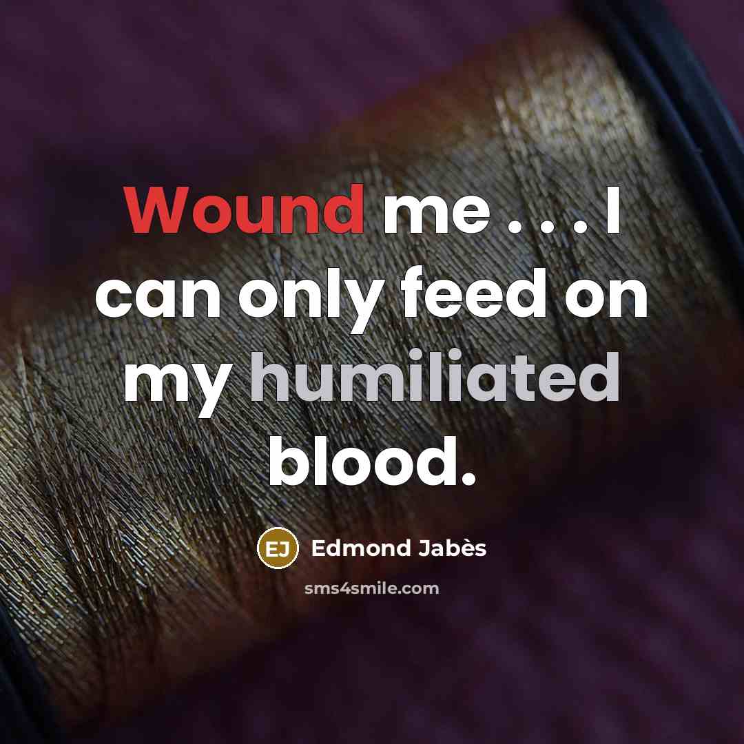 “Wound me . . . I can only feed on…” quote by Edmond Jabes