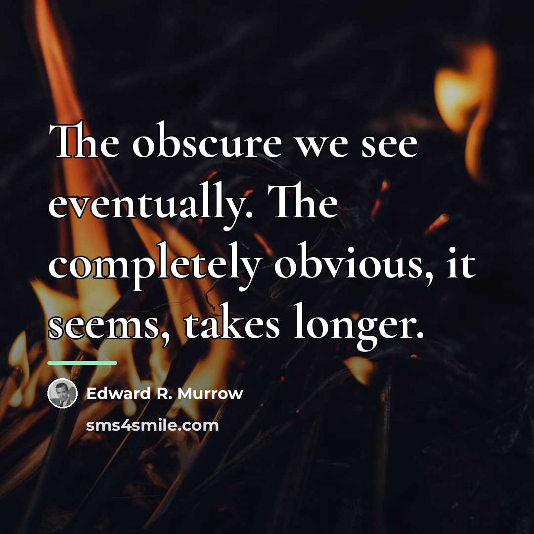 “The obscure we see eventually. The completely obvious, it seems,…” quote by Edward R. Murrow