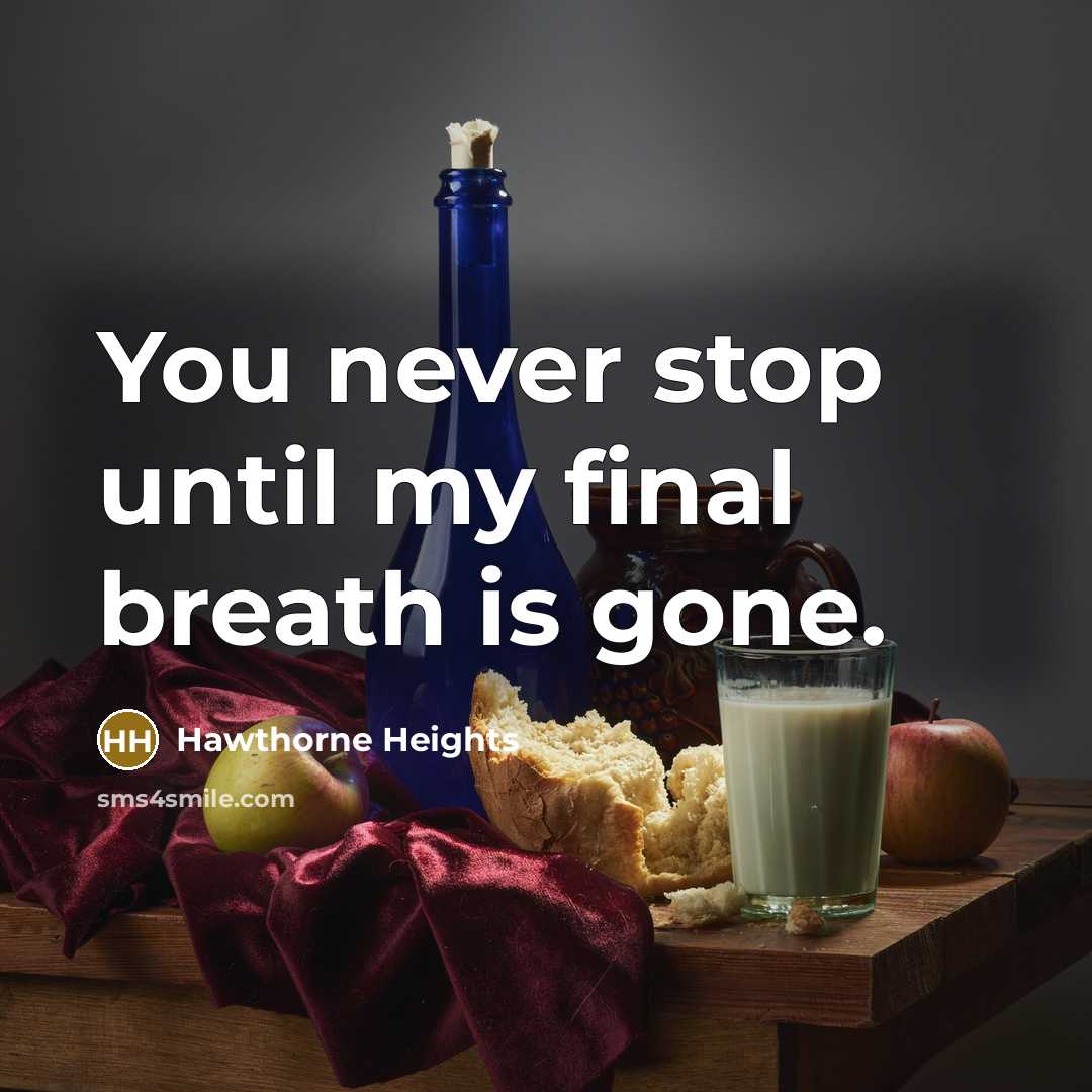 “You never stop until my final breath is gone.…” quote by Hawthorne Heights