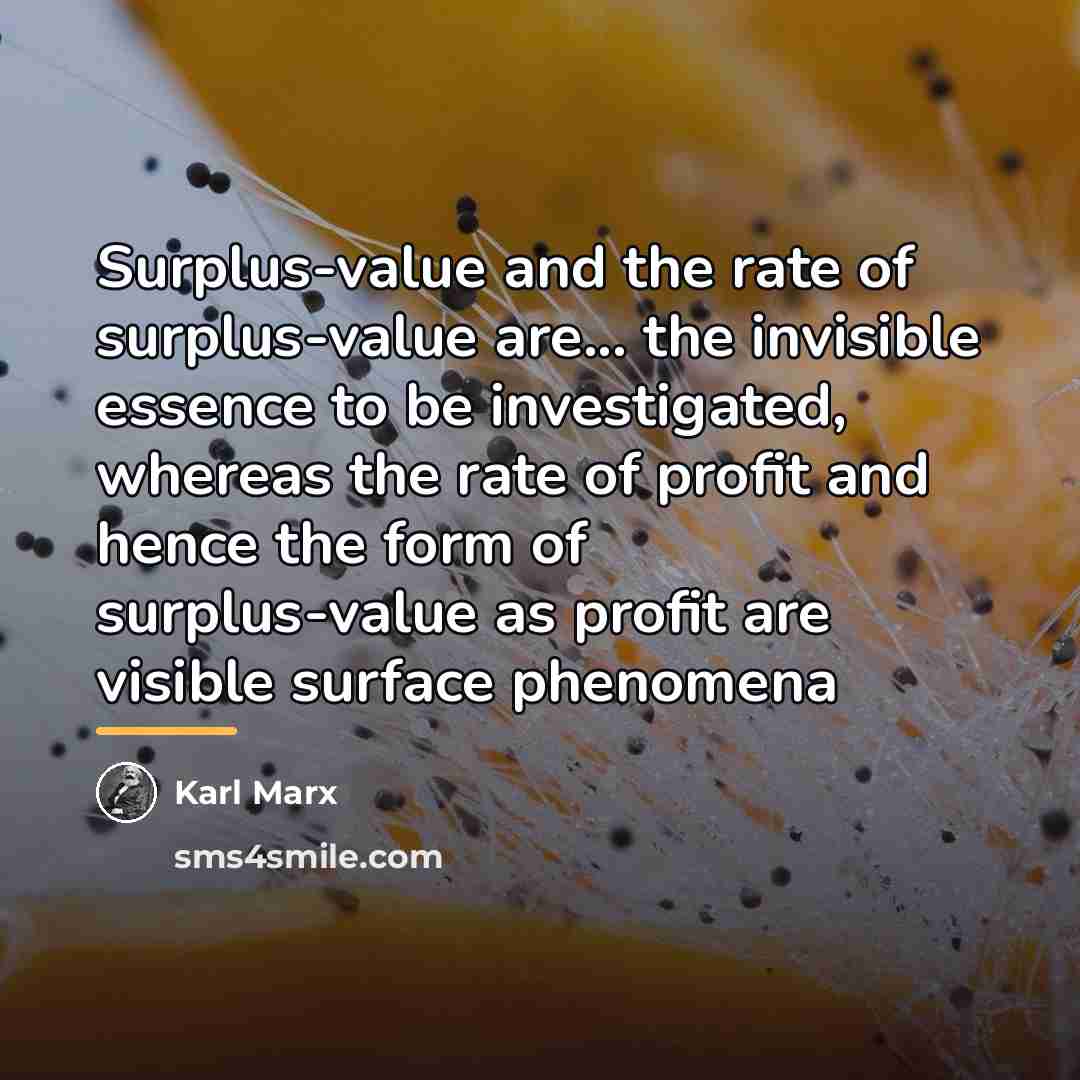 “Surplus-value and the rate of surplus-value are... the invisible essence…” quote by Karl Marx
