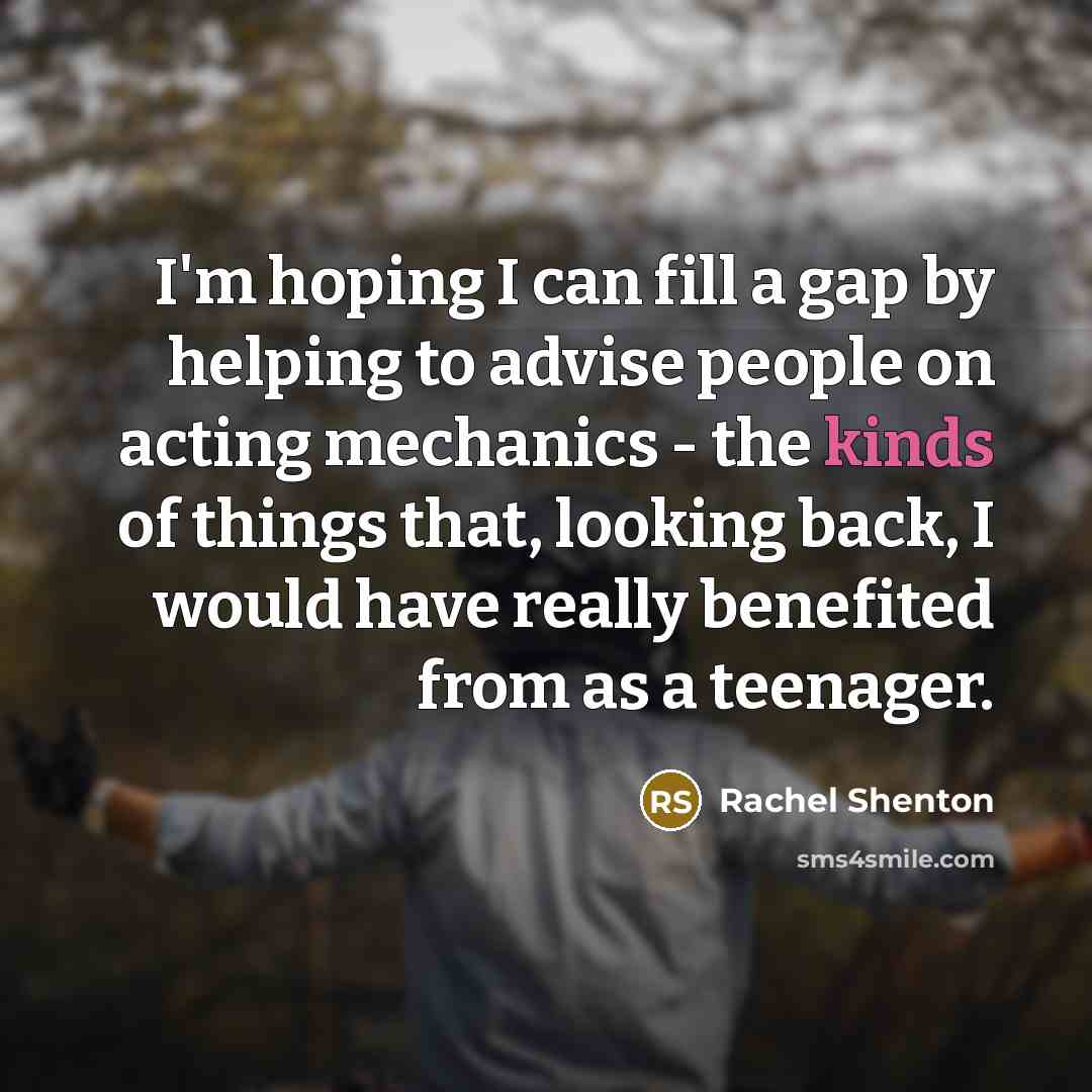 “I'm hoping I can fill a gap by helping to…” quote by Rachel Shenton