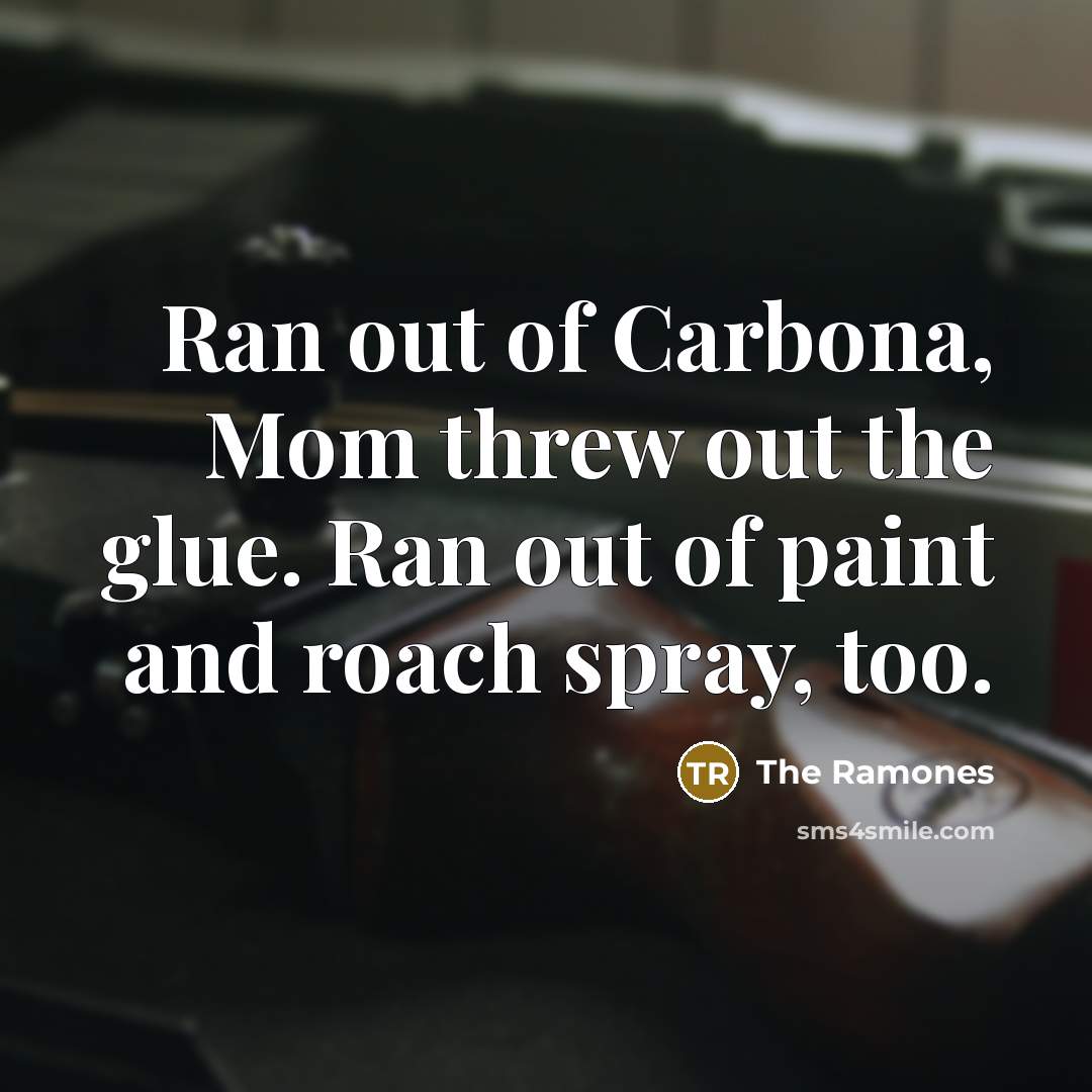 “Ran out of Carbona, Mom threw out the glue. Ran…” quote by The Ramones