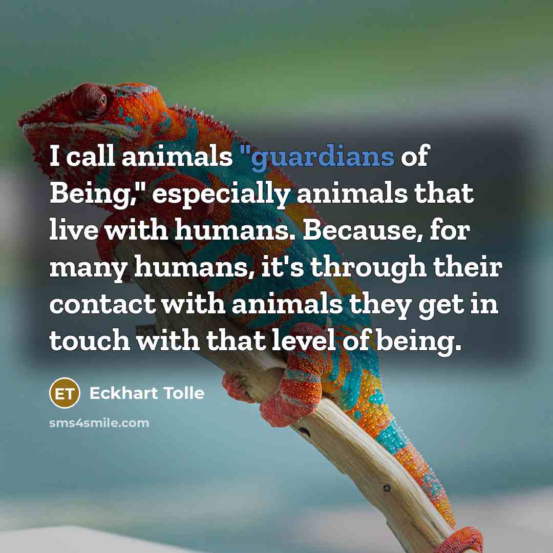 “I call animals "guardians of Being," especially animals that live…” quote by Eckhart Tolle