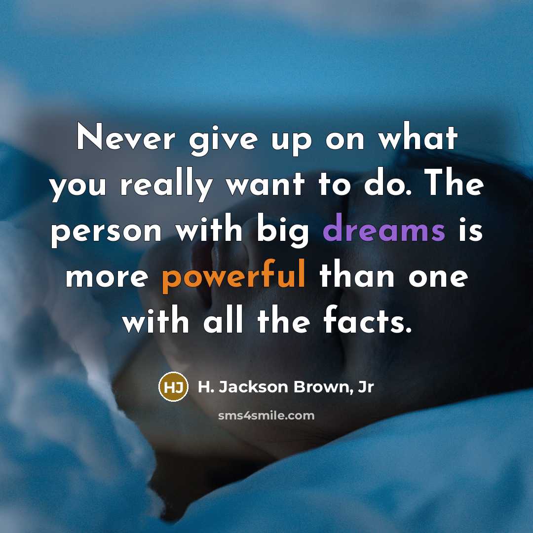 “Never give up on what you really want to do.…” quote by H. Jackson Brown, Jr
