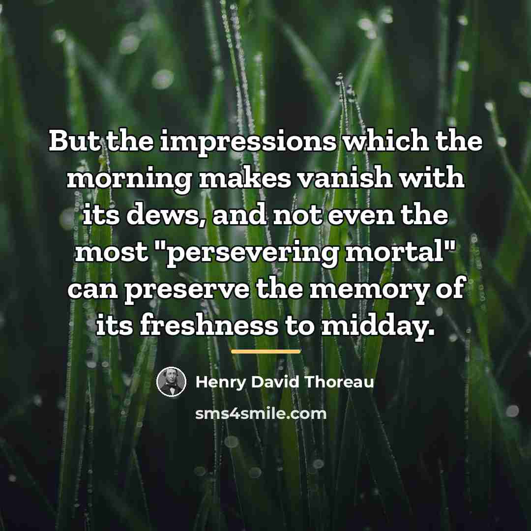 “But the impressions which the morning makes vanish with its…” quote by Henry David Thoreau
