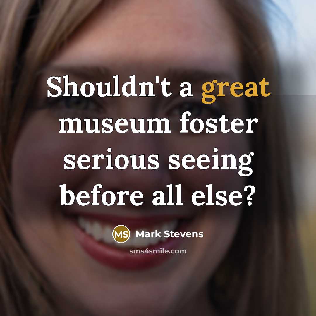 “Shouldn't a great museum foster serious seeing before all else?…” quote by Mark Stevens