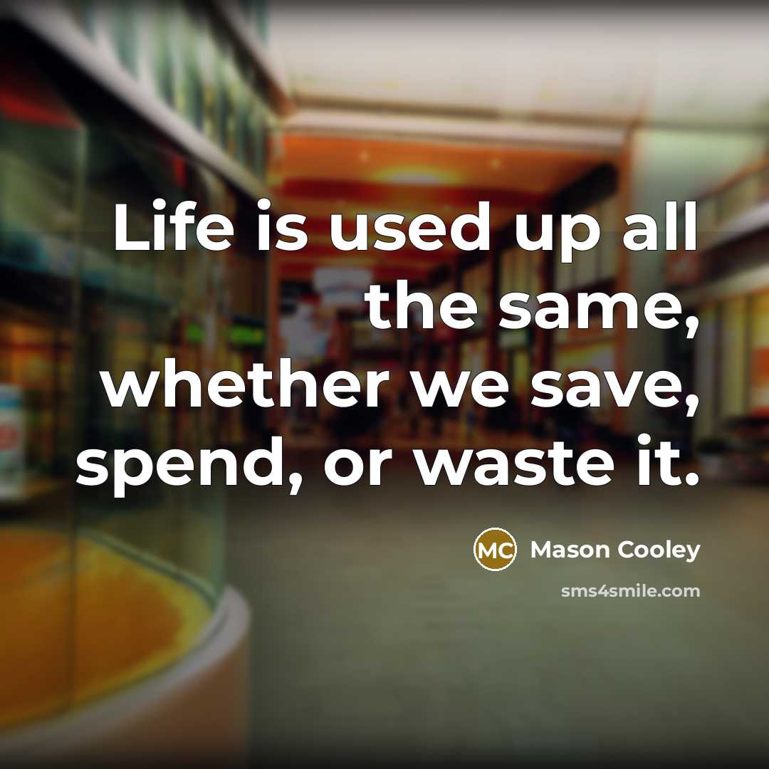 “Life is used up all the same, whether we save,…” quote by Mason Cooley