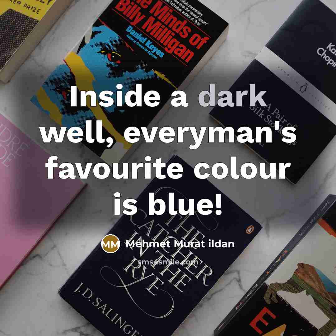 “Inside a dark well, everyman's favourite colour is blue!…” quote by Mehmet Murat Ildan