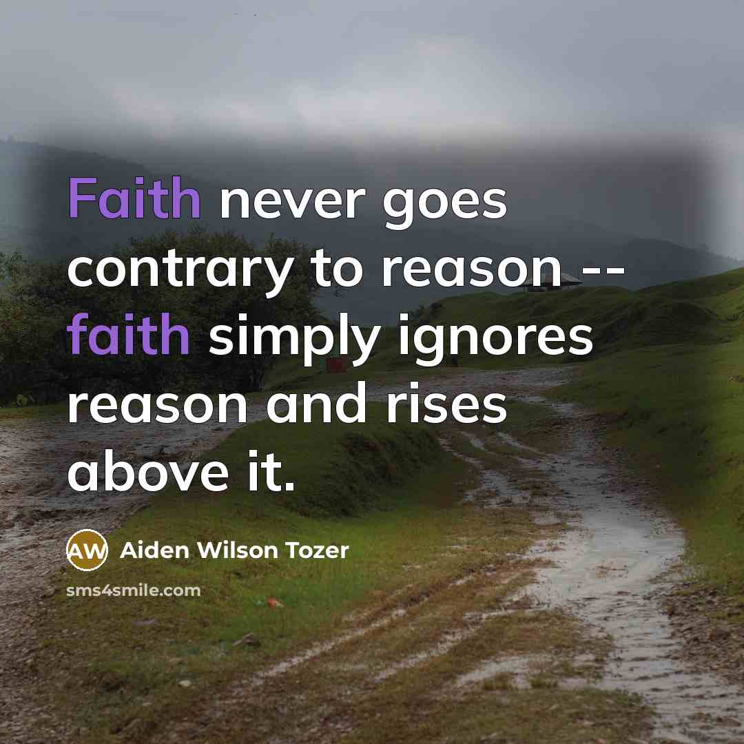 “Faith never goes contrary to reason -- faith simply ignores…” quote by Aiden Wilson Tozer