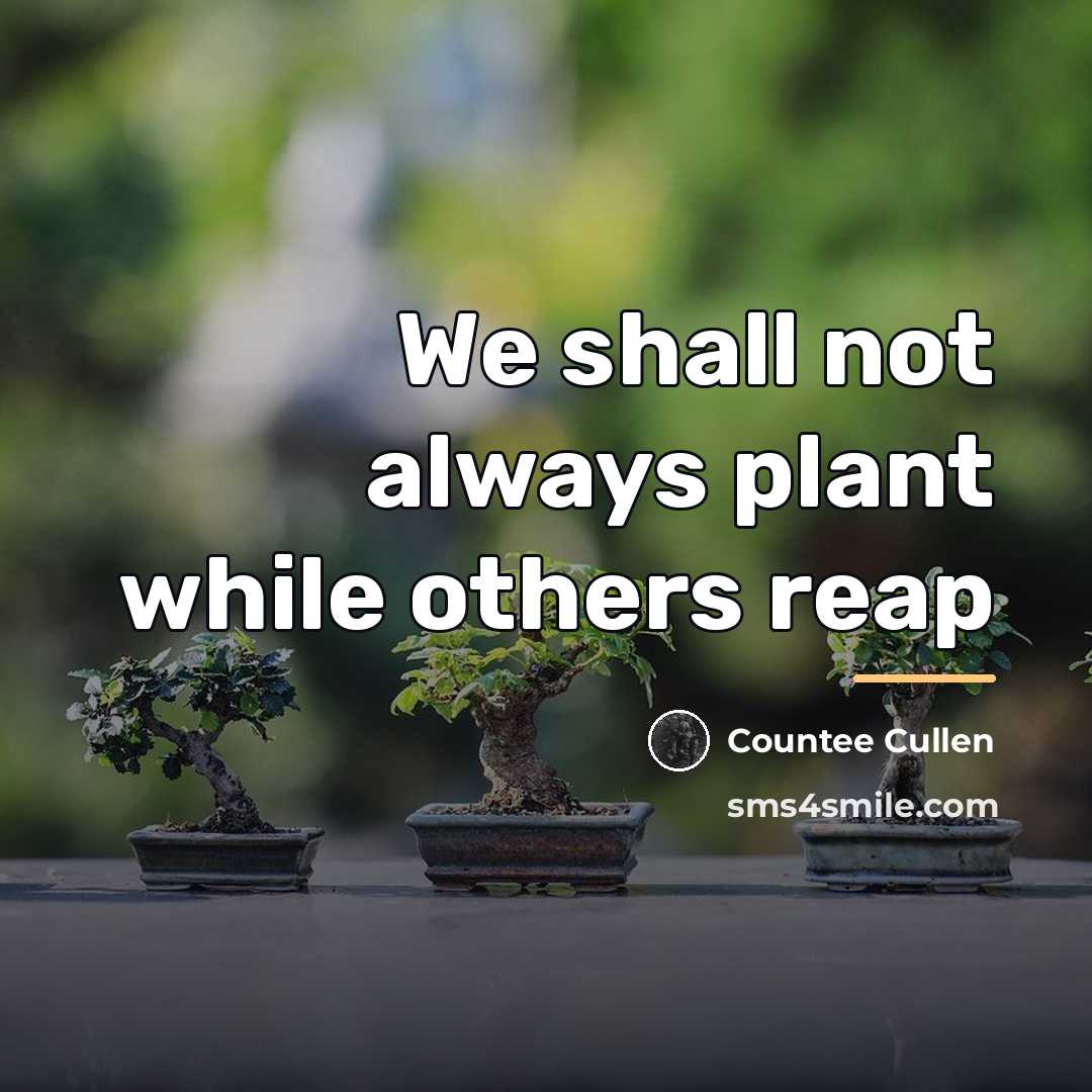 “We shall not always plant while others reap…” quote by Countee Cullen