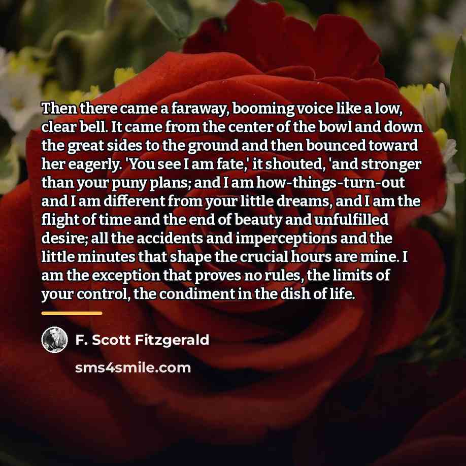 “Then there came a faraway, booming voice like a low,…” quote by F. Scott Fitzgerald