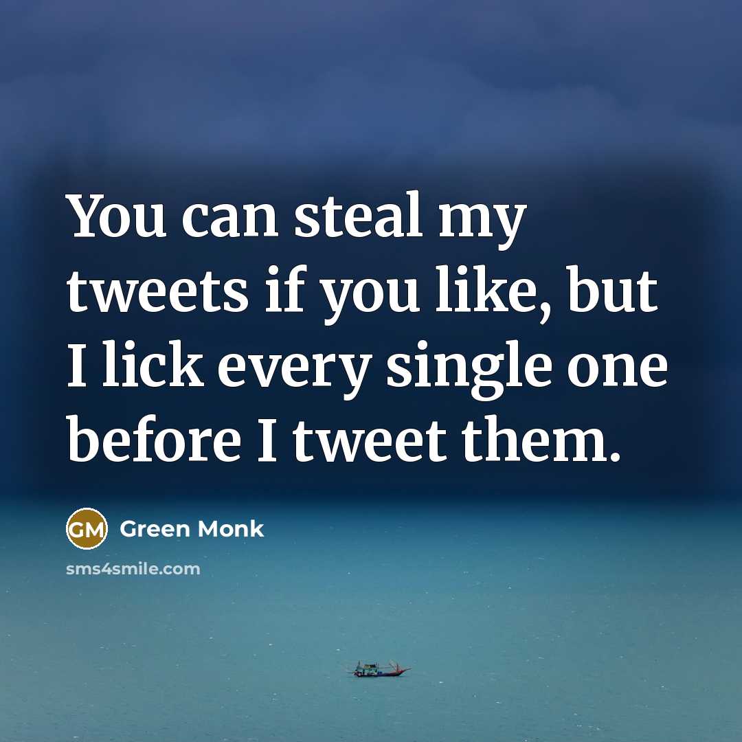 “You can steal my tweets if you like, but I…” quote by Green Monk