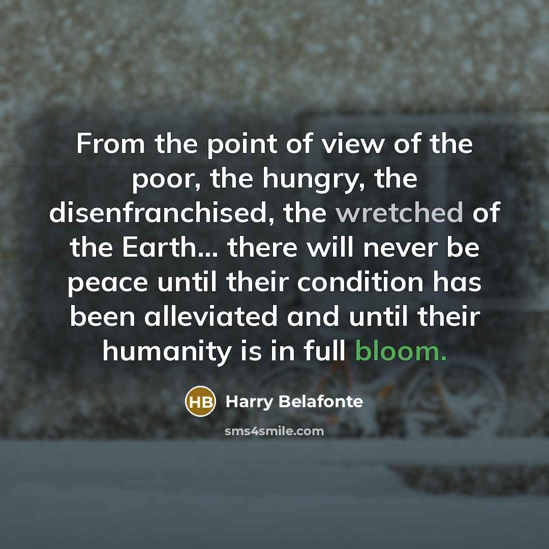 “From the point of view of the poor, the hungry,…” quote by Harry Belafonte