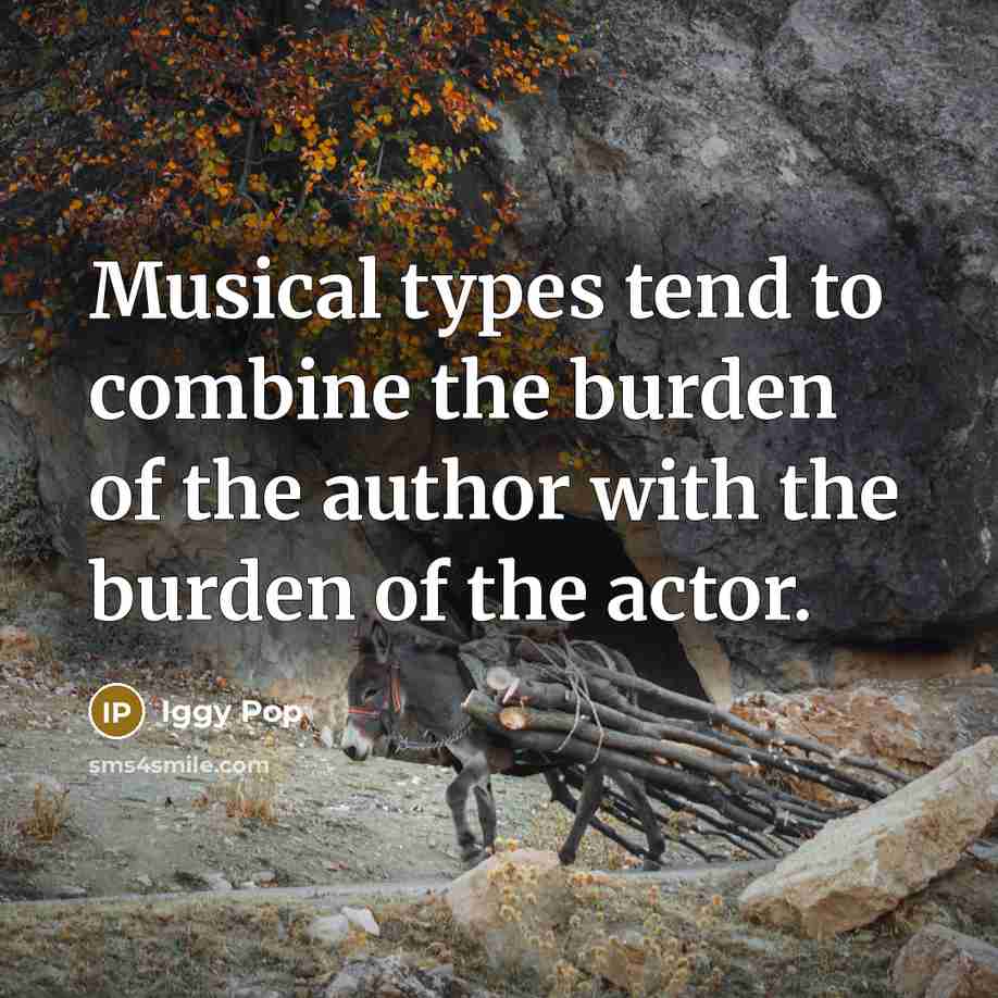 “Musical types tend to combine the burden of the author…” quote by Iggy Pop