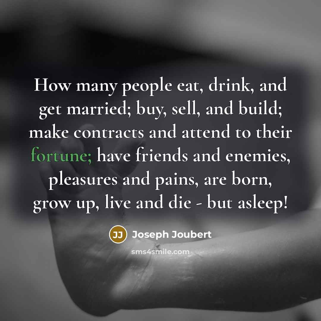 “How many people eat, drink, and get married; buy, sell,…” quote by Joseph Joubert