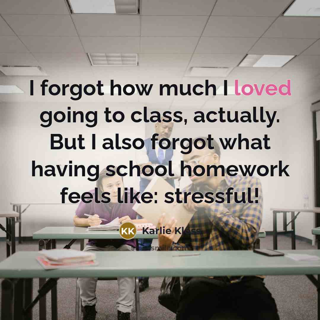 “I forgot how much I loved going to class, actually.…” quote by Karlie Kloss