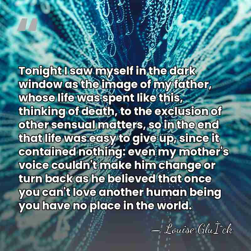 Tonight I saw myself in the dark window as the image of&hellip; - Louise GluÌˆck
