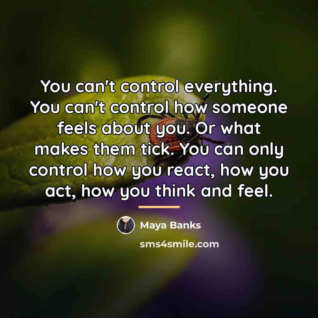 “You can't control everything. You can't control how someone feels…” quote by Maya Banks