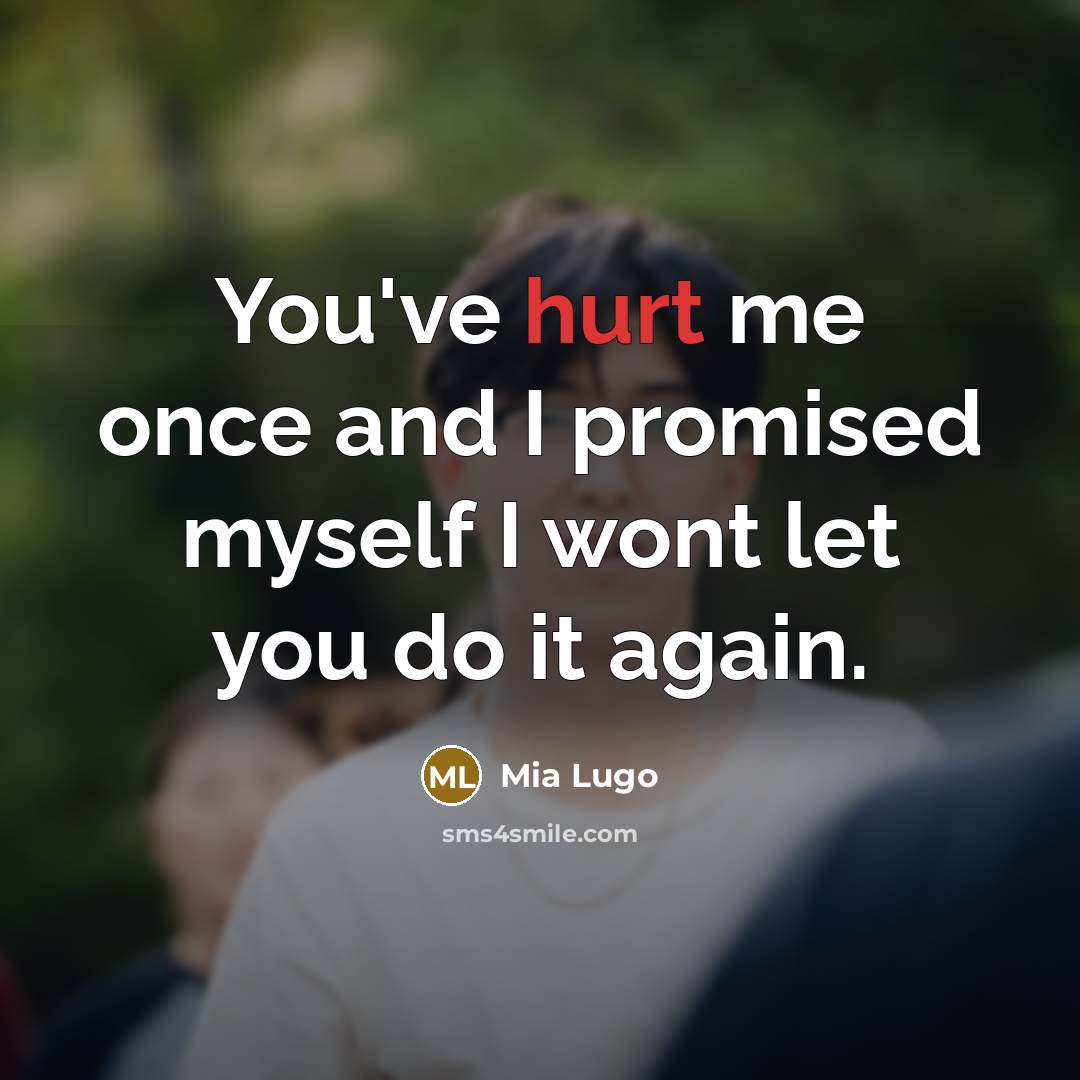 “You've hurt me once and I promised myself I wont…” quote by Mia Lugo