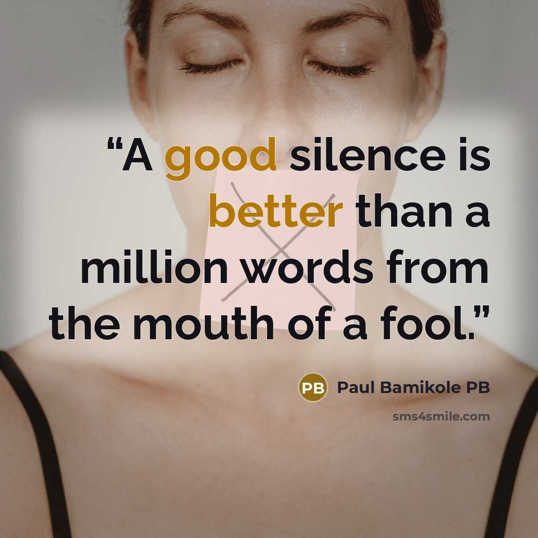 “A good silence is better than a million words from the mouth of a fool.” quote by Paul Bamikole PB
