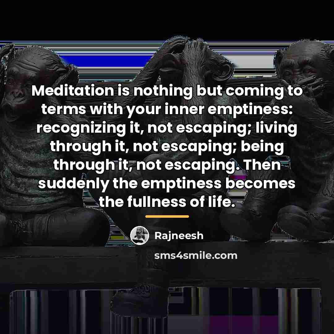 “Meditation is nothing but coming to terms with your inner…” quote by Rajneesh