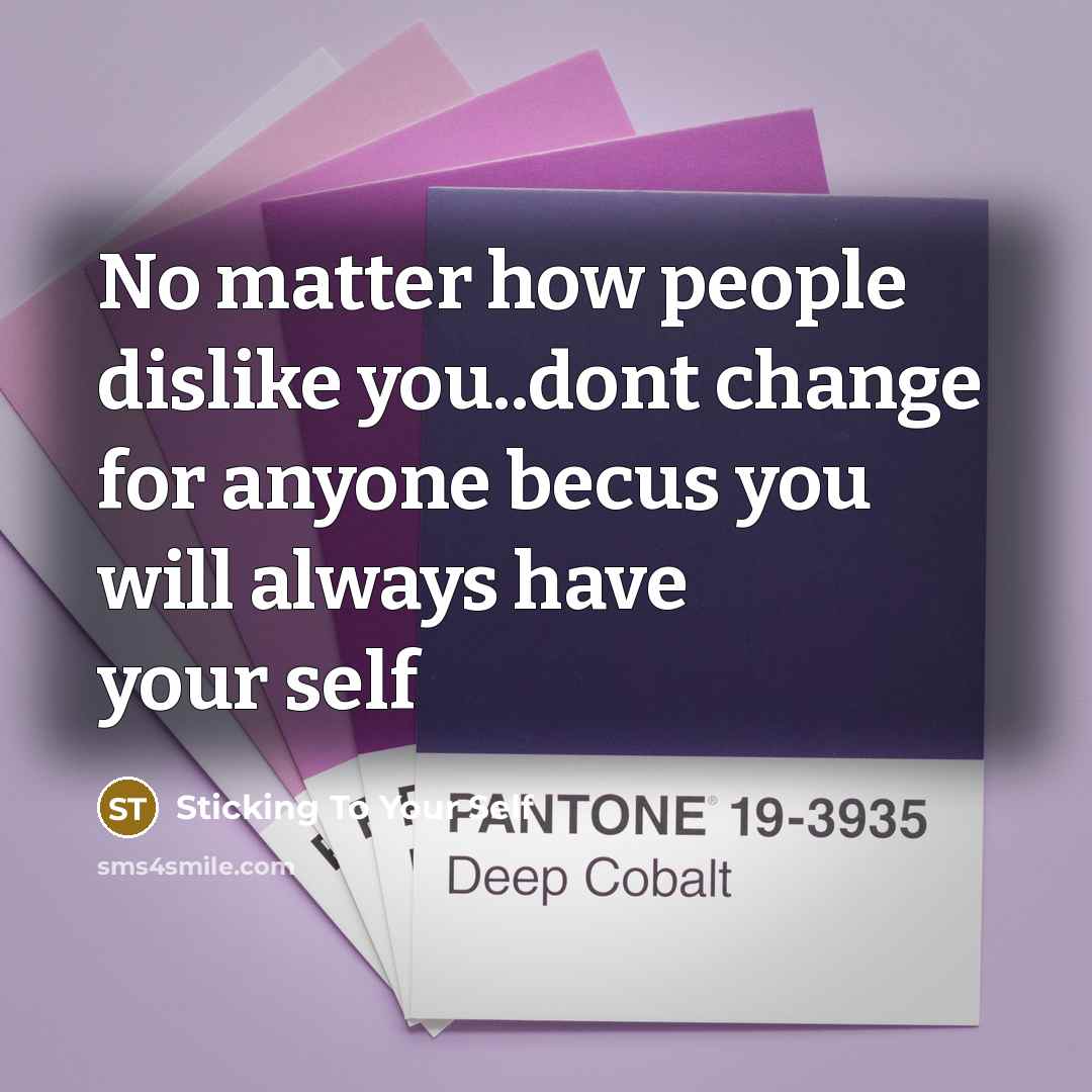 “No matter how people dislike you..dont change for anyone becus you will always have your self” quote by Sticking To Your Self