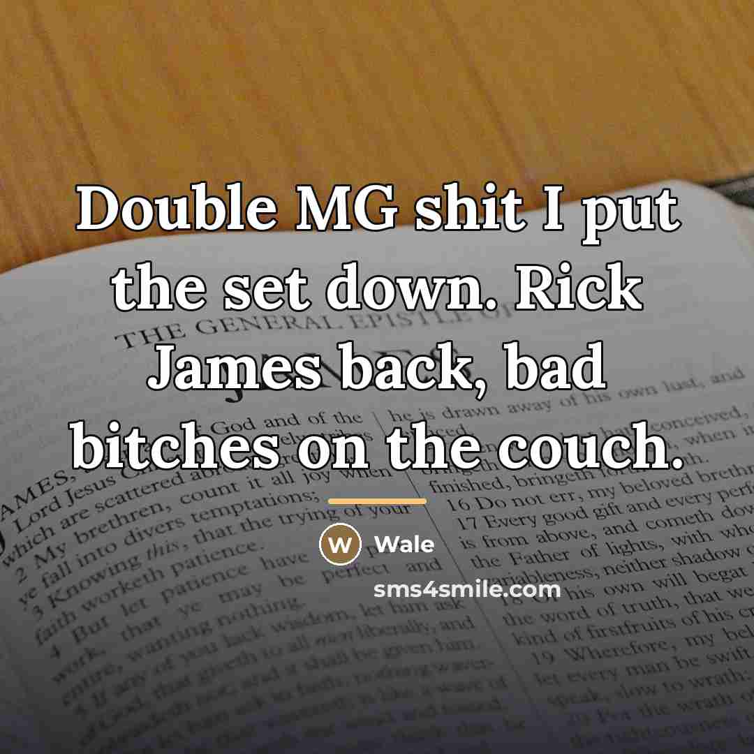 “Double MG shit I put the set down. Rick James…” quote by Wale