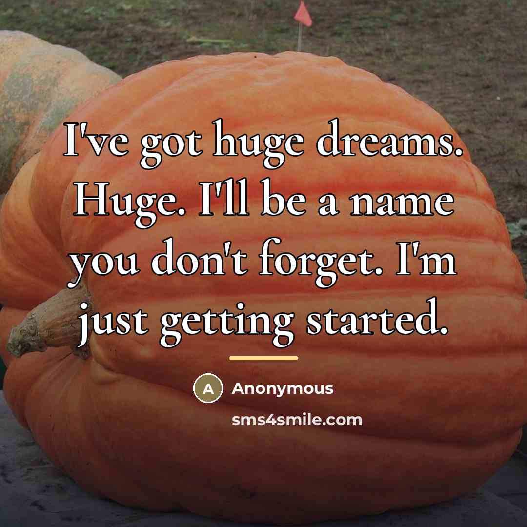 “I've got huge dreams. Huge. I'll be a name you…” quote by Anonymous