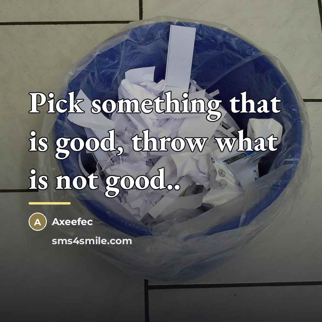 “Pick something that is good, throw what is not good..…” quote by Axeefec
