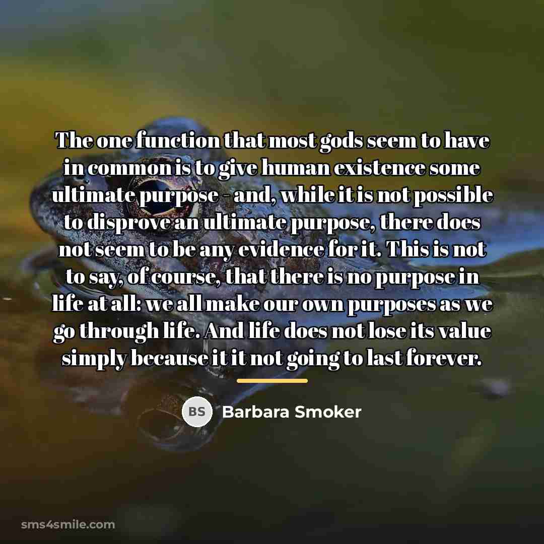 “The one function that most gods seem to have in…” quote by Barbara Smoker