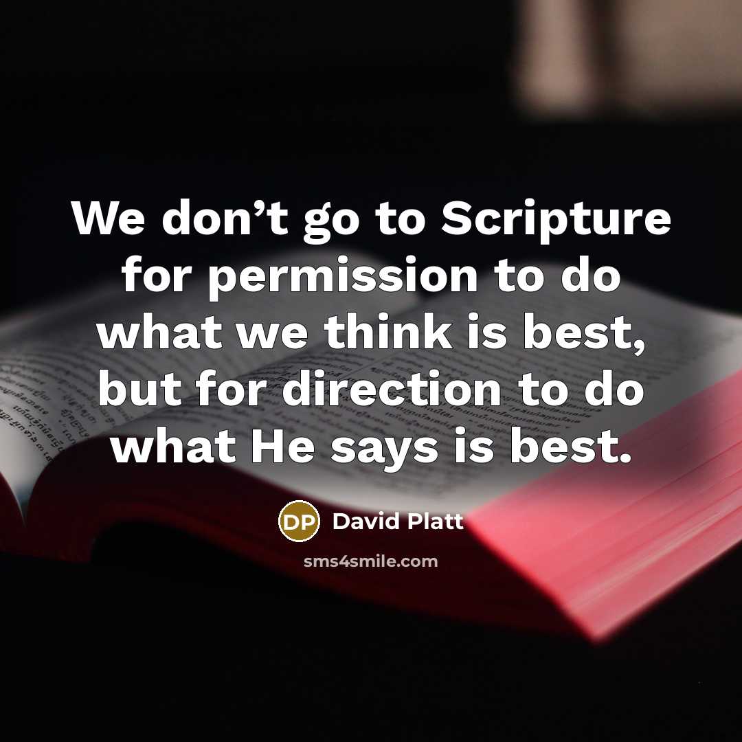 “We don’t go to Scripture for permission to do what…” quote by David Platt