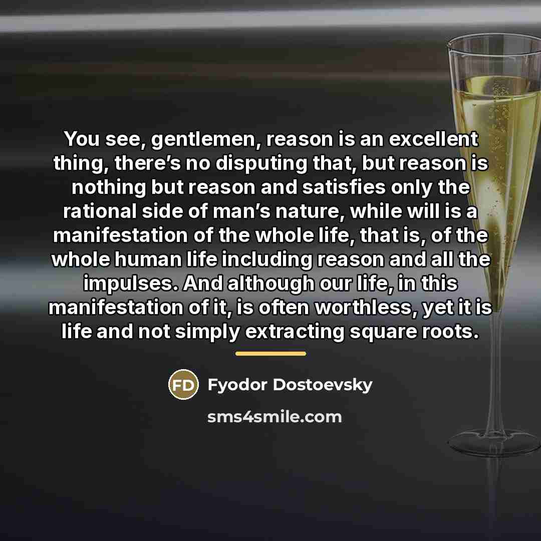 “You see, gentlemen, reason is an excellent thing, there’s no…” quote by Fyodor Dostoevsky