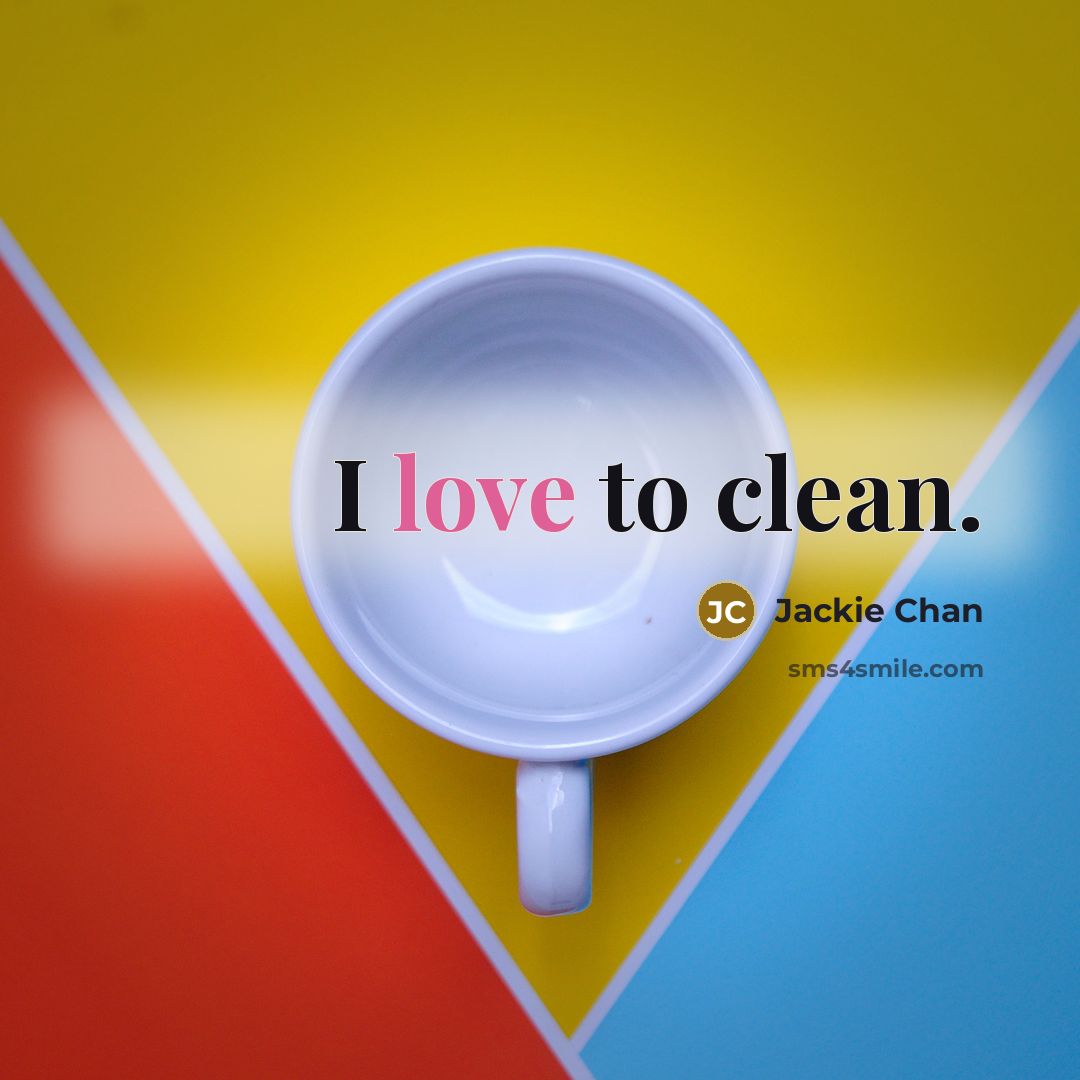 “I love to clean.…” quote by Jackie Chan