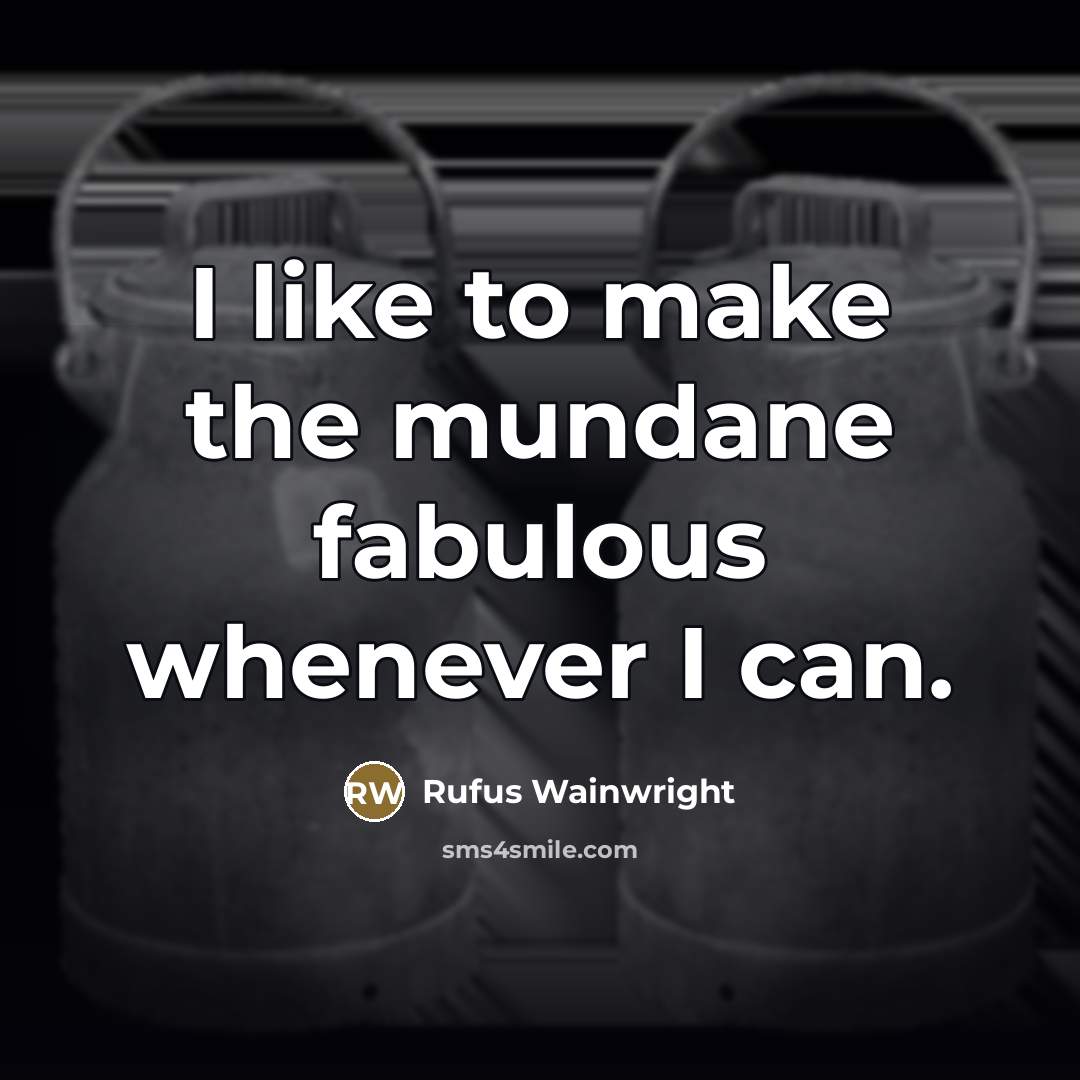 “I like to make the mundane fabulous whenever I can.…” quote by Rufus Wainwright