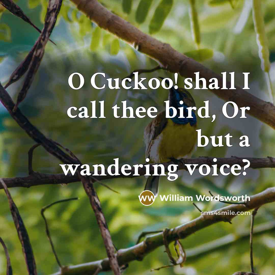 “O Cuckoo! shall I call thee bird, Or but a…” quote by William Wordsworth